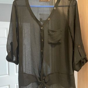 Blousy see-through shirt with gold buttons. Dressy or casual!